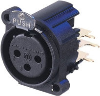 Neutrik NC3FAHR 1 3-pin Female XLR Receptacle, Right-Hand Lateral PCB Mount NC3FAHR-1