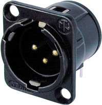 Neutrik NC3MD-H-B 3-pin XLRM Square Panel Receptacle With Horizontal PCB Mount, Black