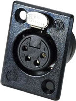 Neutrik NC4FP-B-1 4-Pin Female XLR Rectangular Panel Connector, Black, Gold Contacts NC4FP-B-1