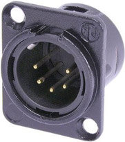 Neutrik NC5MDL-B-1 5-pin Male XLR Panel Receptacle, Black, Gold Contacts NC5MDL-B-1