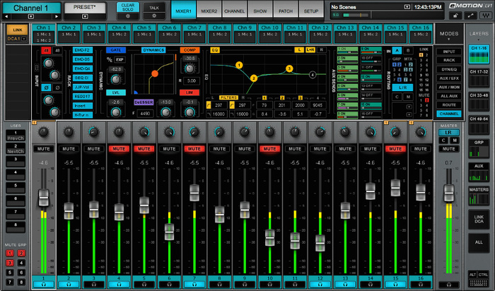 Waves eMotion LV1 32 D 32 Channel Live Mixer with Full eMO D5 Dynamics EMOTION-LV1-32-D