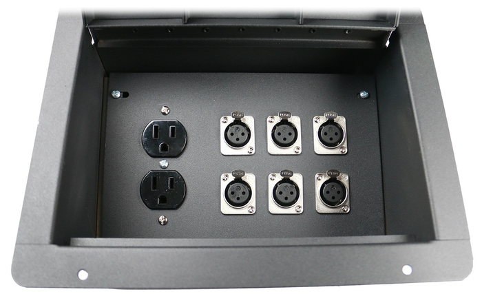Elite Core FBL6+AC Large Recessed Floor Box With 6xXLRF And 2 AC Connectors