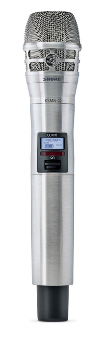 Shure ULXD2/K8N-H50 Handheld Transmitter in Brushed Nickel with KSM8 Capsule for ULX-D Wireless Systems, H50 Band (534-598 MHz) ULXD2/K8N-H50