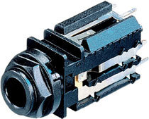 Neutrik NJ3FD-V 1/4" TRS Stereo Jack, Non-Switching, Vertical PC Mount NJ3FD-V
