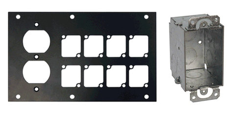 Ace Backstage Co. PNL-128+SB Connectrix Pocket Panel with 8 Connectrix Mounts, 1 Duplex Mount. and Switch Box PNL-128+SB