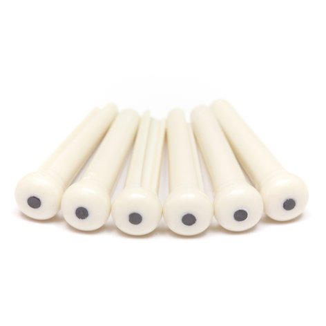 Graph Tech PP-1122-00 TUSQ Traditional Style Bridge Pins White with Black Inlay (6 Pieces) PP-1122-00