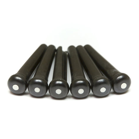 Graph Tech PP-2122-00 TUSQ Traditional Style Bridge Pins Black with White Inlay (6 Pieces) PP-2122-00