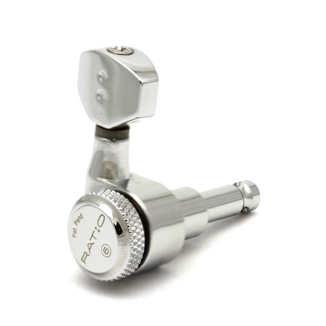 Graph Tech PRL-8721-C0 Ratio Locking Tuned Machine Heads - Electric 6 In Line Contemporary Mini Chrome 2 Pin PRL-8721-C0