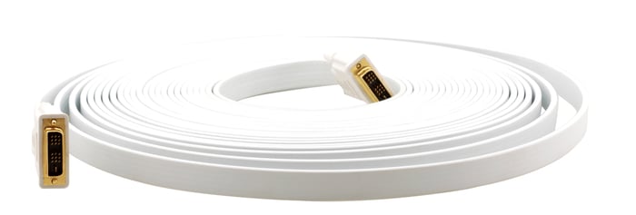 Kramer C-DM/DM/FLAT(W) DVI (M)-DVI (M) Flat White Cable, 10 ft C-DM/DM-FLAT(W)-10
