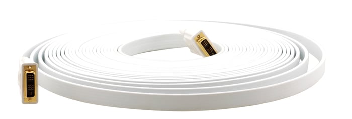 Kramer C-DM/DM/FLAT(W)-10 DVI-I Single Link (Male-Male) Flat White Cable (10')