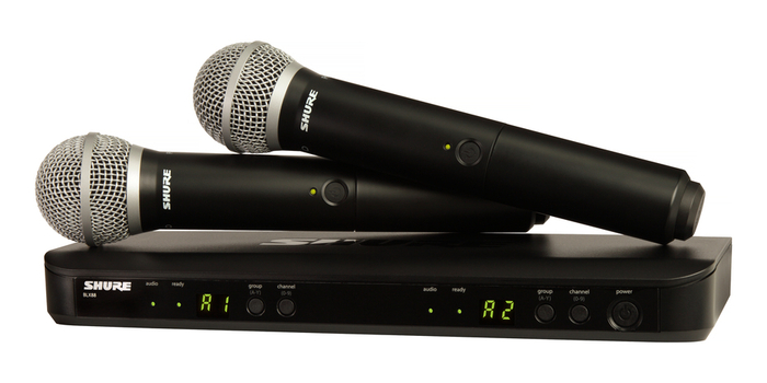 Shure BLX288/PG58-H10 Dual Channel Handheld Wireless System With Two PG58 Handheld Microphones BLX288/PG58-H10