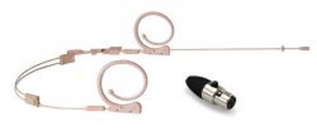 Que Audio QA22BE-SHL Dual Ear Headworn Omnidirectional Microphone Bundle, Beige QA22BE-SHL