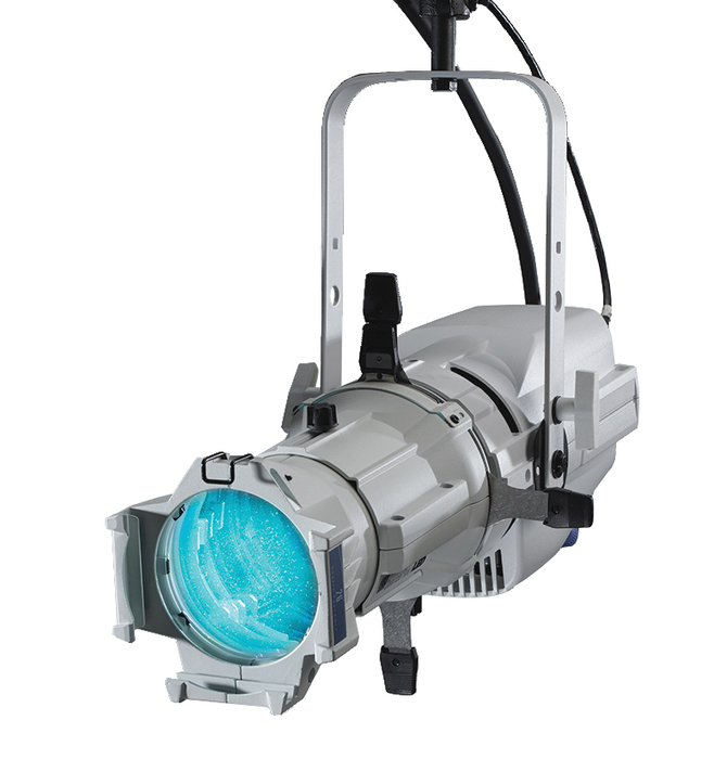 ETC ColorSource Spot Deep Blue RGBL LED Ellipsoidal Light Engine And Shutter Barrel With TwistLock Cable, White