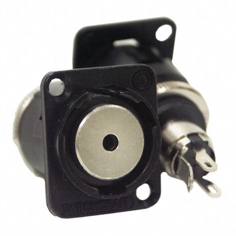 Switchcraft EH35MMSSCBPKG 3.5mm 3-Conductor Panel Mount Connector with Mounting Screws, Black Finish EH35MMSSCBPKG