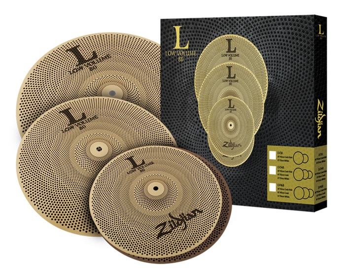 Zildjian LV468 L80 Low Volume Cymbal Set With 14" HiHat Pair, 16" Crash, 18" Crash Ride