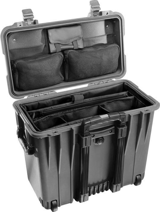 Pelican Cases 1440 Top Loader Case with Padded Office Divider Set and Lid Organizer 1447-BLACK