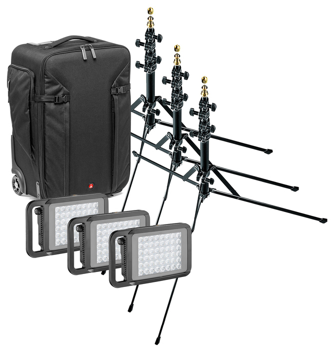Litepanels LYKOS DAY BUNDLE Lykos Travel Lighting Kit Bundle with Daylight LED Panels, Stands, Bag LYKOSDAYBUNDLE