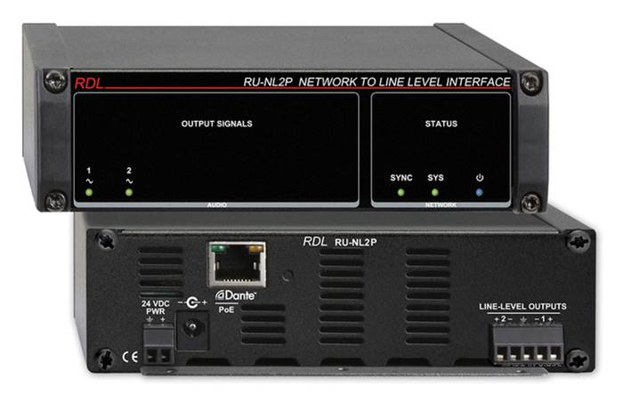 Radio Design Labs RU-NL2P Network To Line Level Interface, Dante Input, 2 Balanced Out With PoE RU-NL2P