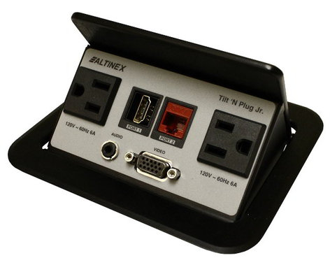 Altinex TNP328 Tilt 'N Plug Jr. Interconnect Box with VGA, Audio, HDMI, RJ45, and (2) Power TNP328