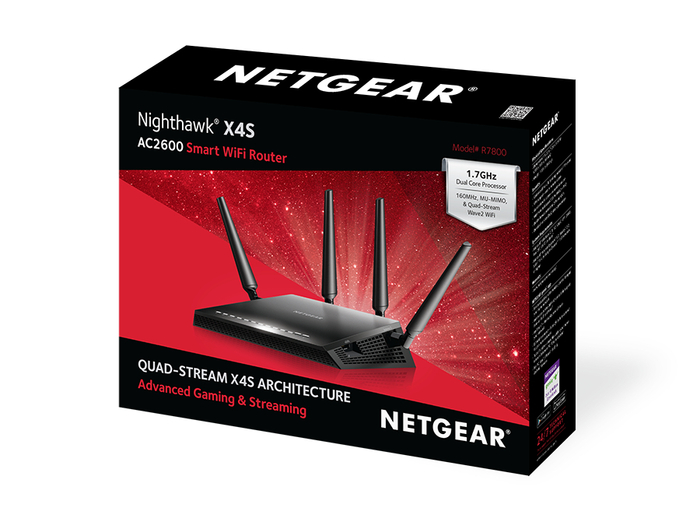 Netgear R7800-100NAS Nighthawk X4S AC2600 Smart WiFi Gaming Router, 160MHz