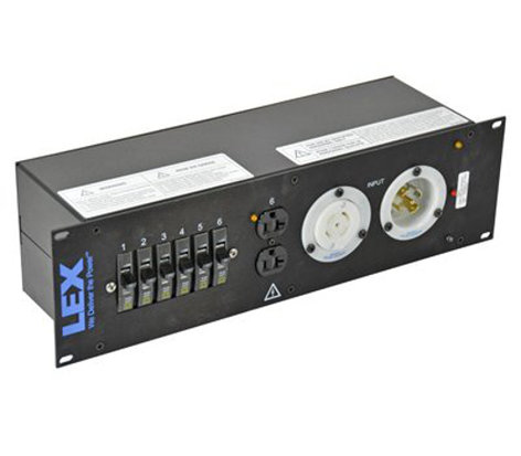Lex Products Corp PRM3IN-4CC3DC 3RU Rack Mount Power Distribution Module, L21-30 In/Thru to (4) L5-30 and Duplexes PRM3IN-4CC3DC