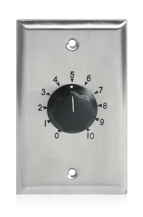 Atlas Sound AT10 10 Watt Single Gang Stainless Steel 70.7V Commercial Attenuator AT10