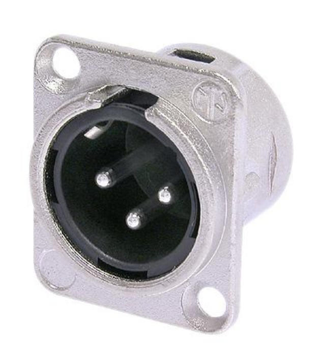 Neutrik NC3MD-L-1 3-Pin Male XLR Chassis Connector in Nickel Housing with Silver Contacts and Solder Cups NC3MDL-1