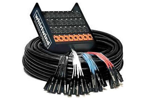 Whirlwind MS16-4-XL-150-BLACK 150 ft Fan-to-Box Medusa Snake with 16 XLR Inputs and 4 XLR Returns MS16-4-XL-150-BLACK