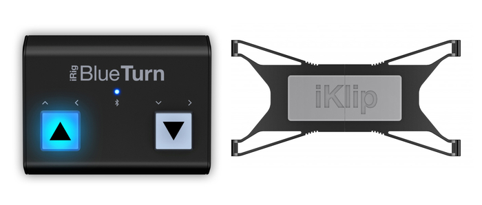 IK Multimedia Tablet Page Turner Bundle iRig BlueTurn and iKlip Xpand Bundle TABLET-PAGETURN-BNDL