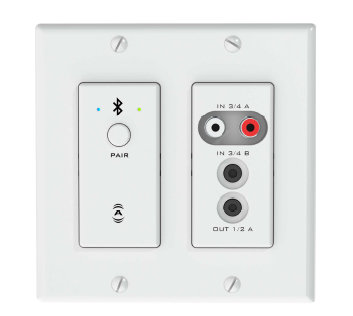 Attero Tech UND6IO-BT-W-C 4x2 Channel 2-Gang US Wall Plate With Bluetooth, Dante Proprietary Control, White UND6IO-BT-W-C