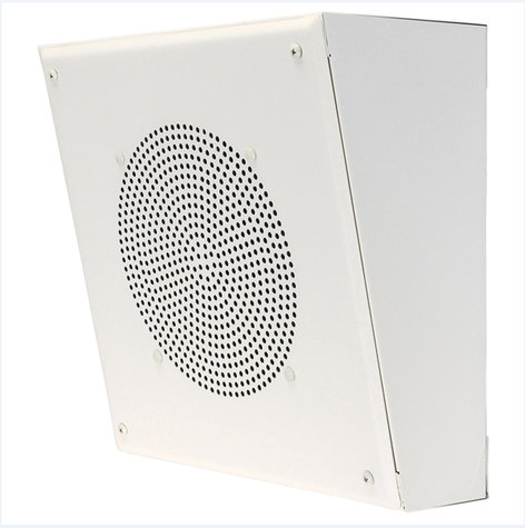 Quam SYSTEM-3-QUAM 8" Slanted Square Surface Wall-Mount Speaker, 25V/70V, White Powder Finish