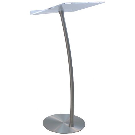 AmpliVox SN3196 Acrylic Steel Column Arc Lectern With Clear Reading Surface