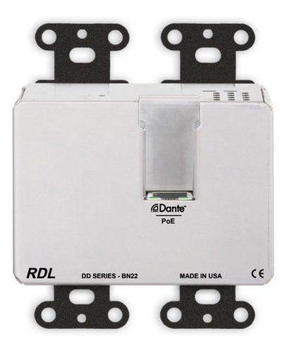 RDL DDB-BN22 Mic/Line Dante Interface 2x2 , 2 XLR In, 2 XLR Out, Black