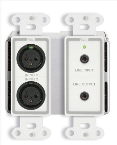 RDL DD-BN31 Wall-Mounted Mic/Line Dante Interface 4x4 , 2 XLR In, 1/8" In, 1/8" Out, 2 Out, White