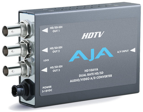 AJA Video Systems Inc HD10AVA Analog Video and Audio to SD/HD-SDI A/D Mini Converter with Power Supply HD10AVA