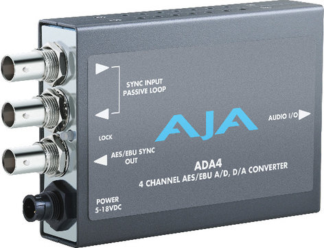 AJA Video Systems Inc ADA4 4 Channel Bi-Directional Audio A/D & D/A Mini Converter with Power Supply ADA4