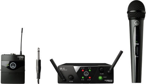 AKG WMS40 Mini Dual Vocal/Instrumental Set Package Dual Wireless System - HH and Beltpack - AB Band MINI2MIX-US25AB