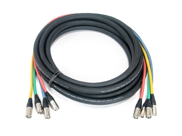 Elite Core Audio SUPERCAT6-QUAD-FAN 200 ft Shielded Quad CAT6 Cable with 2 ft Fantails and Tactical Lock Ethernet Connectors SUPCAT6-QUAD-FAN-200