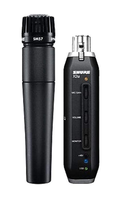 Shure SM57-X2U Cardioid Dynamic Microphone with X2u XLR-USB Signal Adapter SM57X2U