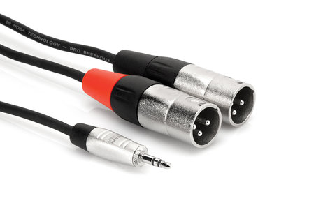 Hosa HMX-015Y Pro Stereo Breakout, REAN 3.5 mm TRS To Dual XLR3M, 15 ft HMX-015Y