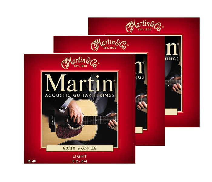 Martin Strings M140PK3 3-Pack Of Light Martin 80/20 Bronze Acoustic Guitar Strings