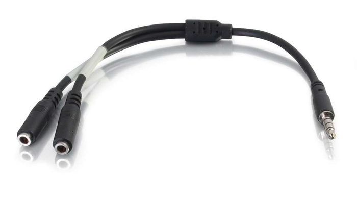 Cables To Go Microphone and Headphone Breakout Adapter Cable 6" 3.5mm Male to (2) 3.5mm Female Y-Cable 27394