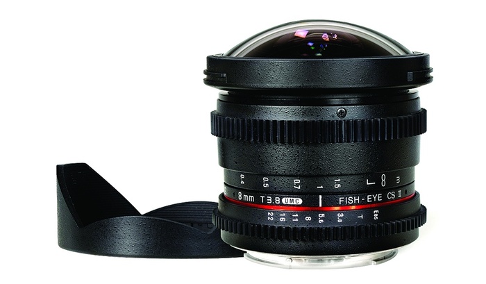 Rokinon 8mm T.38 Cine HD Fisheye Lens with Removable Hood RKHD8MV
