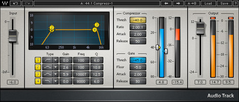 Waves AudioTrack Audio Processing Plugin with Equalization, Gating, and Compression V5-ATD40