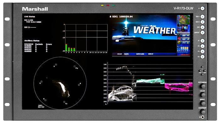 Marshall Electronics V-R173-DLW-DT 17.3" Rack Mount LCD Waveform Monitor With In-Monitor Display