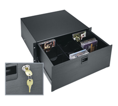 Middle Atlantic Products D4 Lk Black Anodize 4 Space (7") 14" Deep Drawer with Locking Mechanism D4-LK