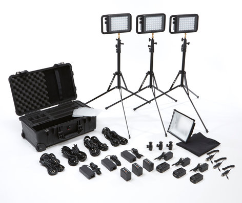 Litepanels Lykos Bi-Color Flight Kit 3 Lykos BiColor LEDs with Battery Bundle and Pelican 1510 Custom Foam Case 935-3101