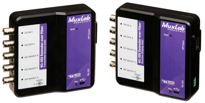 MuxLab 500734 6G-SDI Extender Over LC Multimode Simplex Fiber With Return Channel