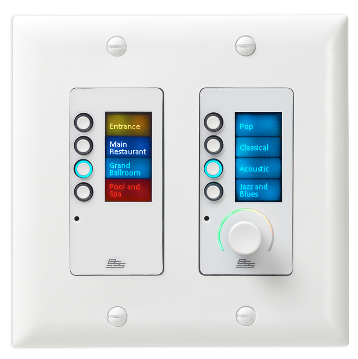 BSS Audio EC-8BV Ethernet Controller with 8 Buttons and Volume Control, White EC-8BV-US-WHT