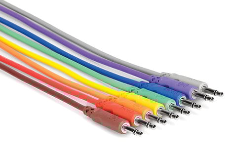 Hosa Unbalanced Patch Cables 8 Pack of 1 ft long 3.5 mm TS to 3.5 mm TS Cables CMM830